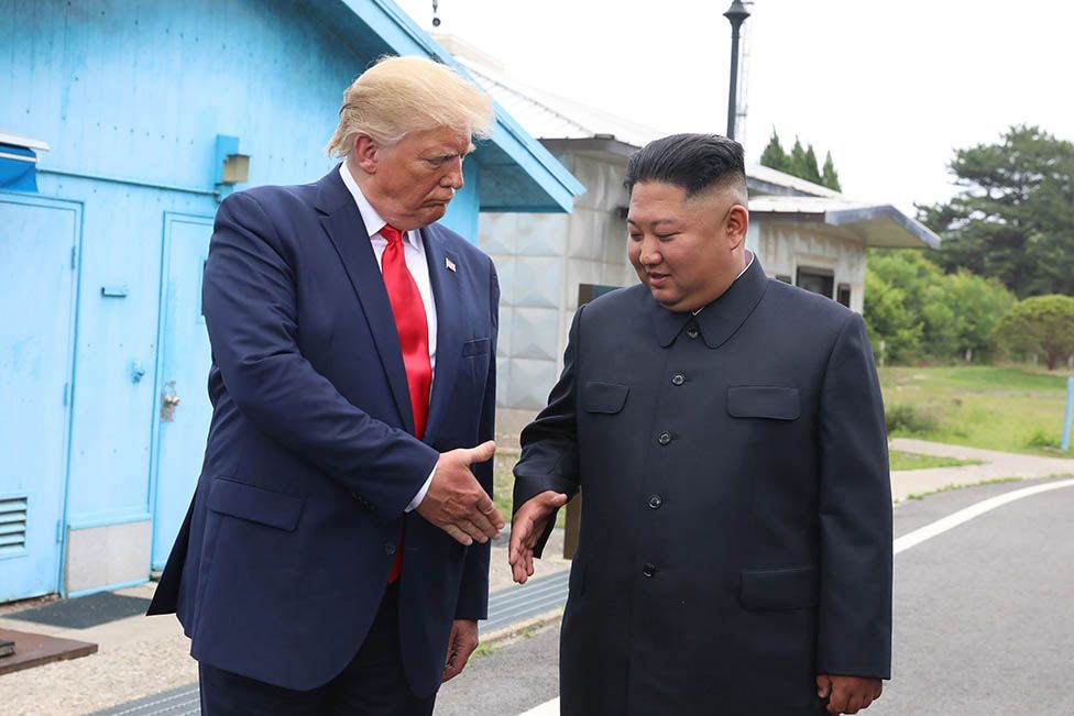 President Donald Trump and North Korean leader Kim Jong-un briefly met at the Korean demilitarized zone (DMZ) - both leaders said they were committed to the "complete denuclearisation" of the Korean peninsula