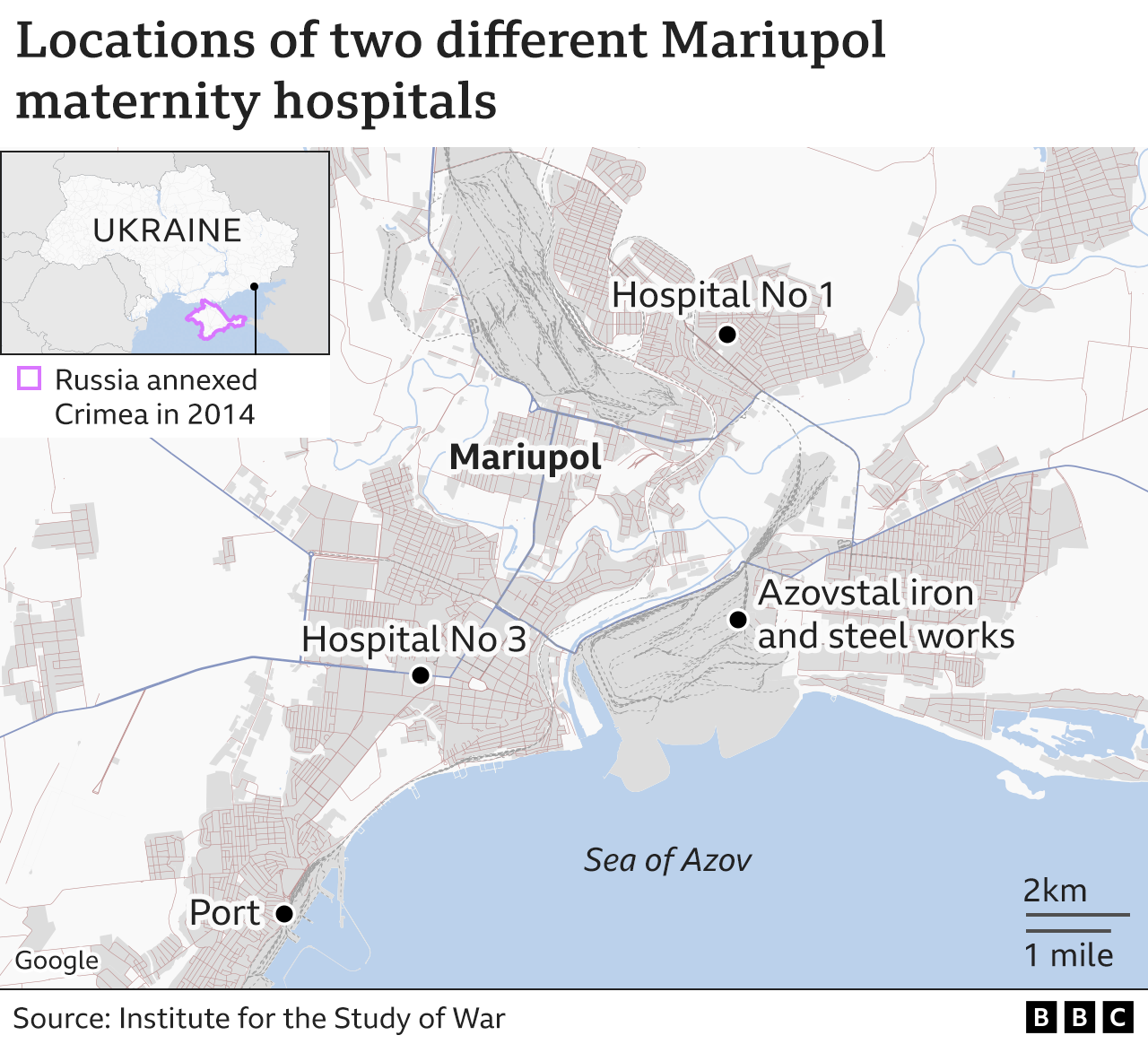 map of hospitals in Mariupol