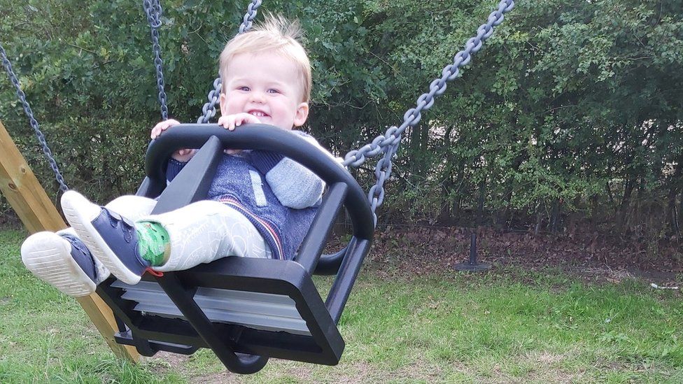 Louis on his favourite swing