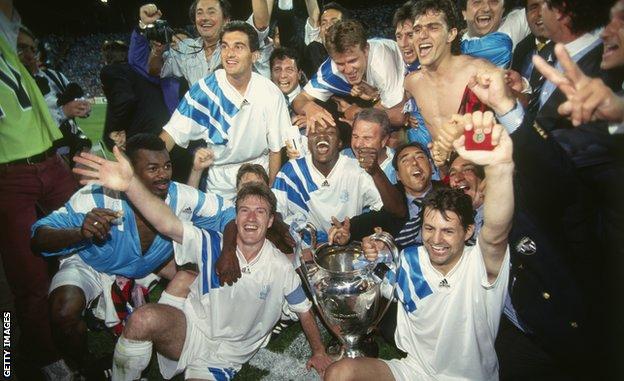Marseille celebrate Champions League win of 1993