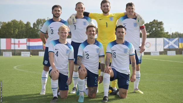 England cerebral palsy team pose for a team photo at the 2023 Euros