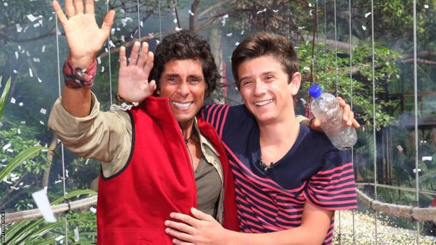 Fatima Whitbread and her son Ryan following her exit from the I'm A Celebrity jungle in 2011