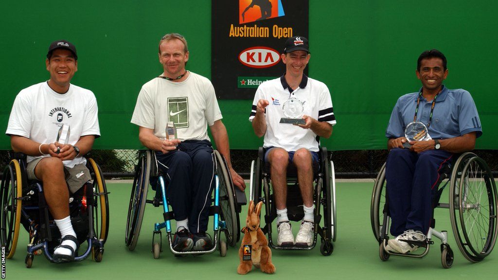 The men's doubles finalists of the 2002 Classic 8s at the Australian Open