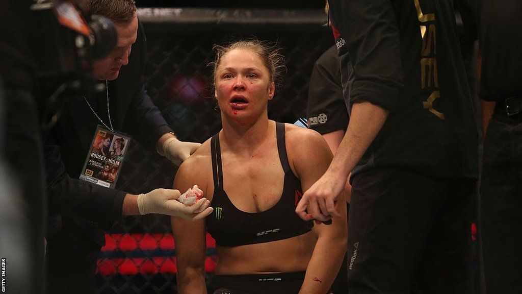 Ronda Rousey looked dazed and is blooded after defeat by Holly Holm