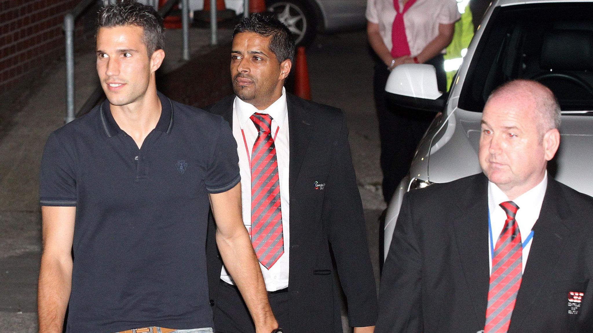 Robin van Persie arrives for his medical for Manchester United in 2012`