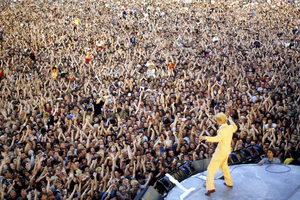 David Bowie and crowd
